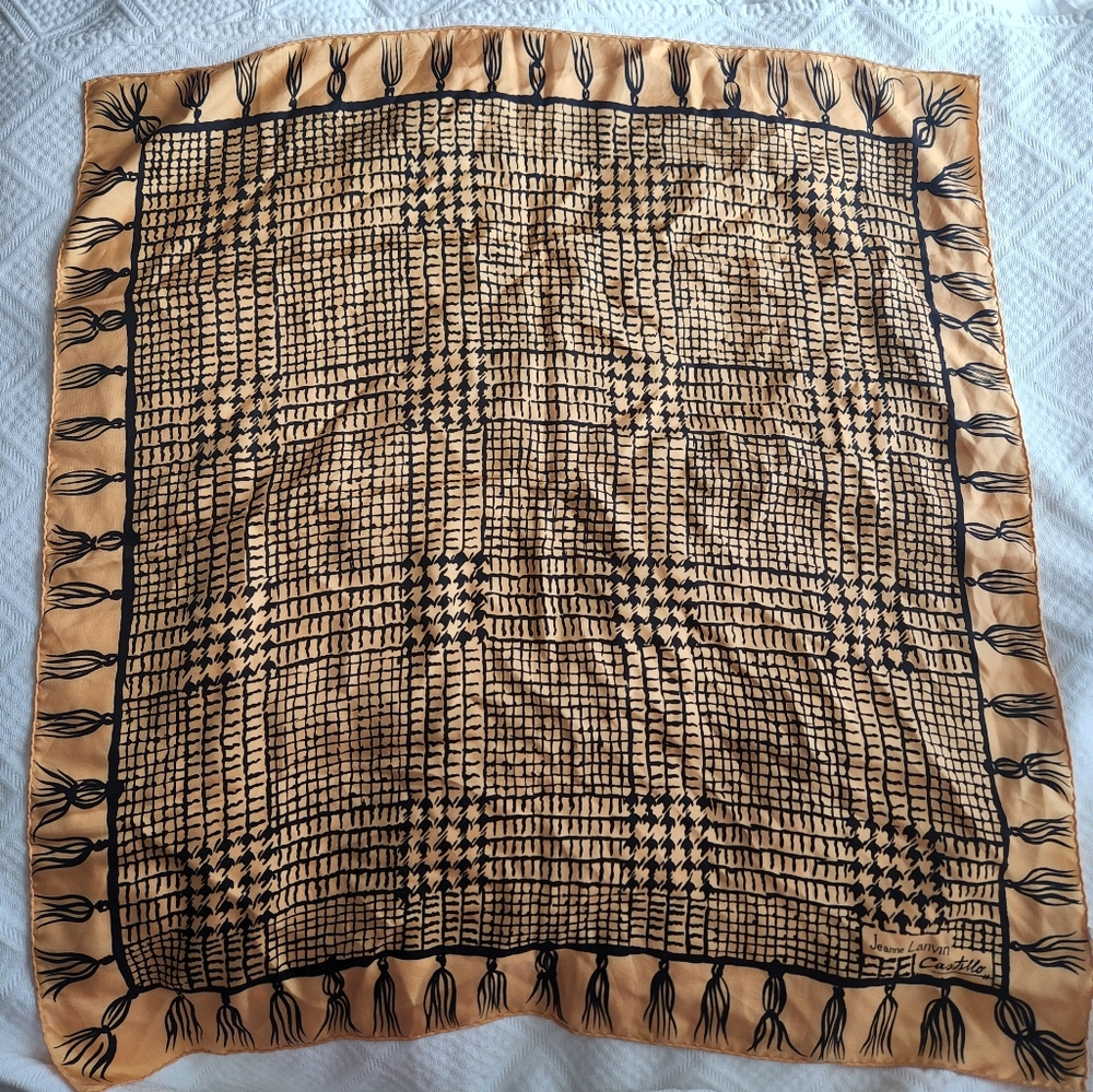Jeanne Lanvin Beige and Black Scarf